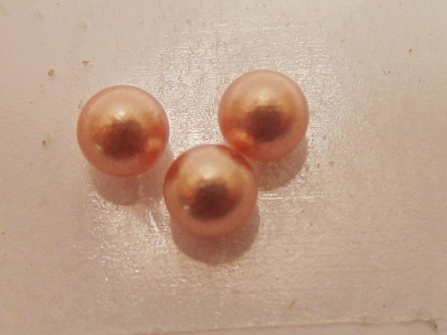 50pcs. 3mm PEARL ROSE GOLD ROUND NO HOLE European Pearl